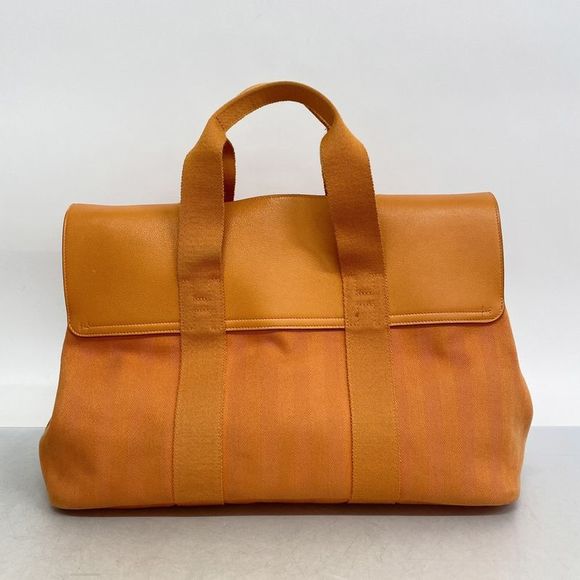 Hermes Handbag Valparaiso MM Twirl Chevron Orange Silver Hardware □M Engraved - Picture 10 of 10